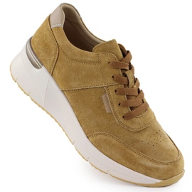 Läder sneakers på kilar Camel Sergio Leone SP104 beige