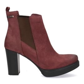 Polbut Kvinnors läderhöga klackar Pollonus Bourgogne 5-0871-011 röd