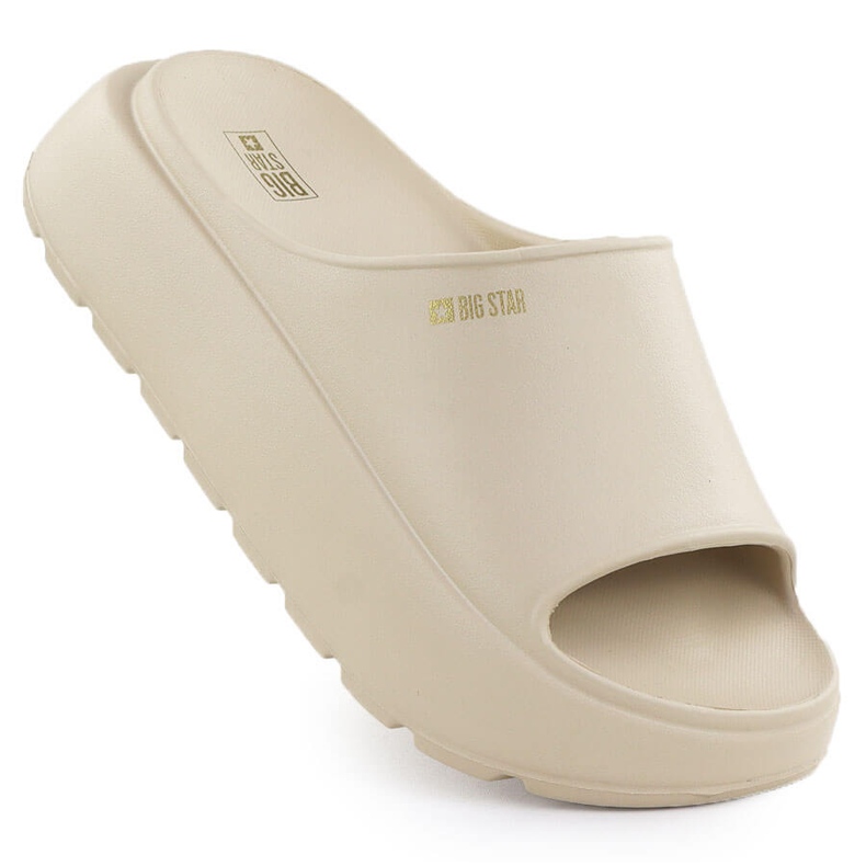 Big Star Kvinnors sportflip flops på en tjock sule beige stor stjärna RR274A569