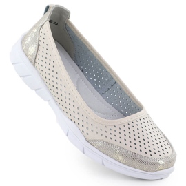 Läder Ballerinas OpenWork Comfort Beige Vinceza 95323