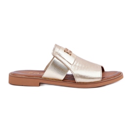 Eleganta tofflor av naturläder Zazoo 40423 Zloty gyllene