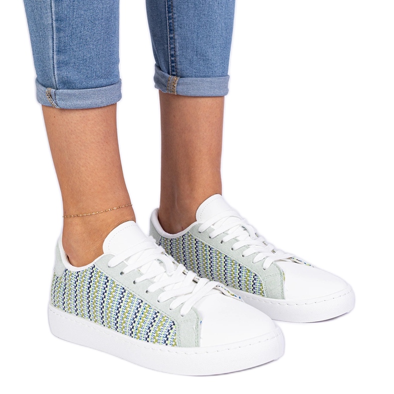 Grönt kvinnors material sneakers