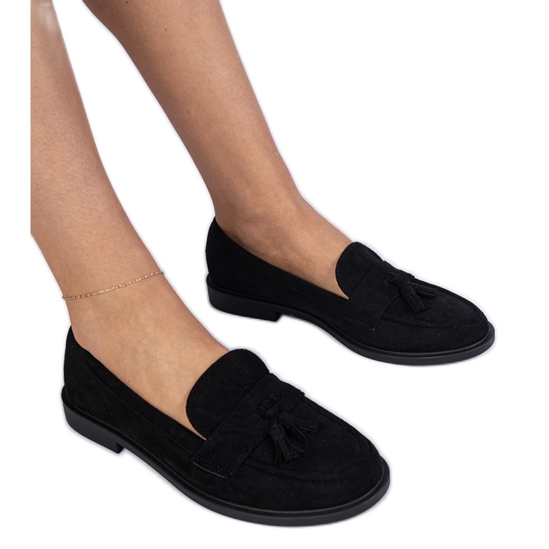 Svarta kvinnors loafers från Ekozamsz med fransar