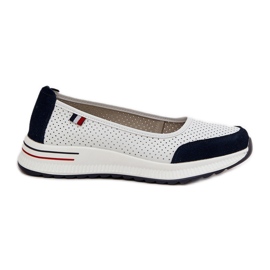 Vita och marinblå kilballerinor