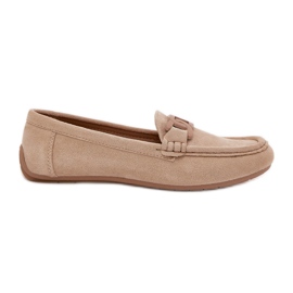 Kvinnors eko mocka loafers med dekoration beige
