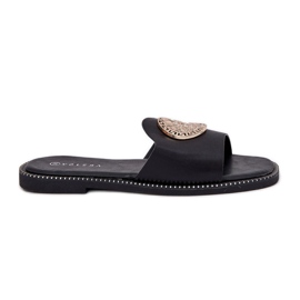 Eco Leather Flat Flip Flops med svart dekoration