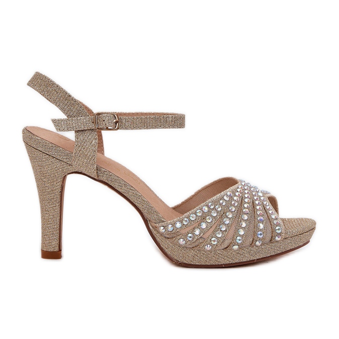 Sandaler på en stift med dekoration och glitter D&amp;A MR1038-33 guld gyllene