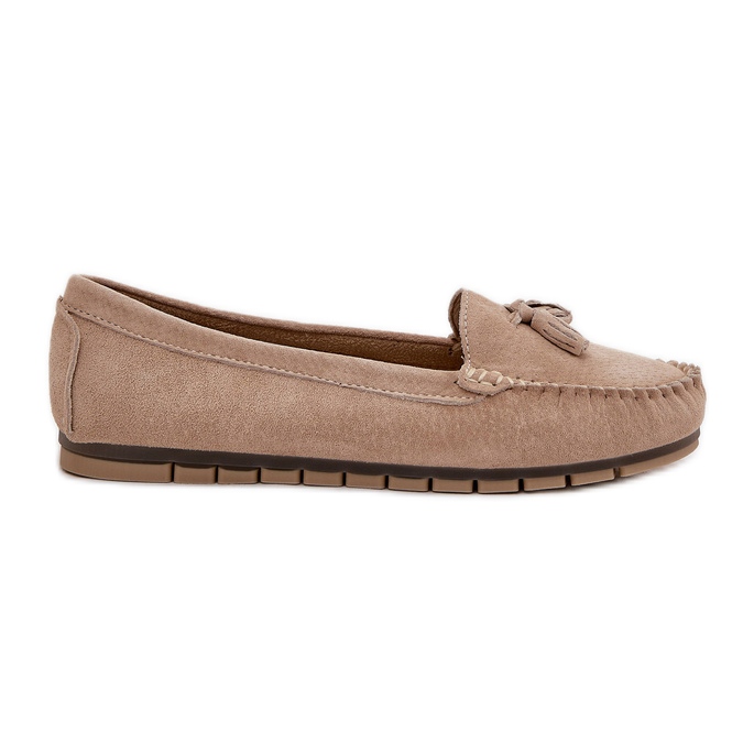 S.Barski Women's Flat Classic Suede Moccasins S. Barski LR51-548 Beige