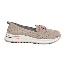 S.Barski Kvinnor läderloafers på plattformen S. Barski LR51-556 Beige