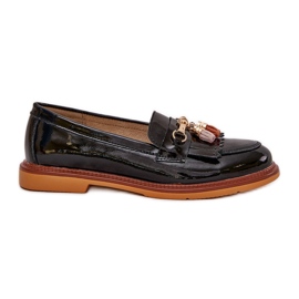 S.Barski Målade läder eleganta plattklackade loafers S. Barski LR51-768A svart