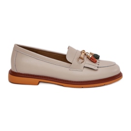 S.Barski Läder elegant plattklackade loafers S. Barski LR51-768 Beige