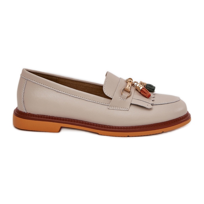 S.Barski Läder elegant plattklackade loafers S. Barski LR51-768 Beige