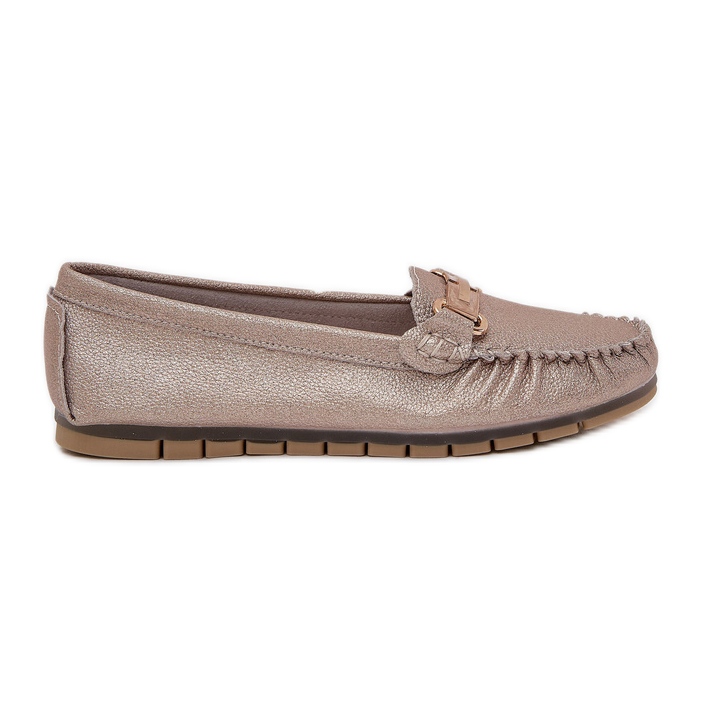 S.Barski Glitter Flat Loafers gjorda av D&amp;A LR51-546 Natural Leather gyllene
