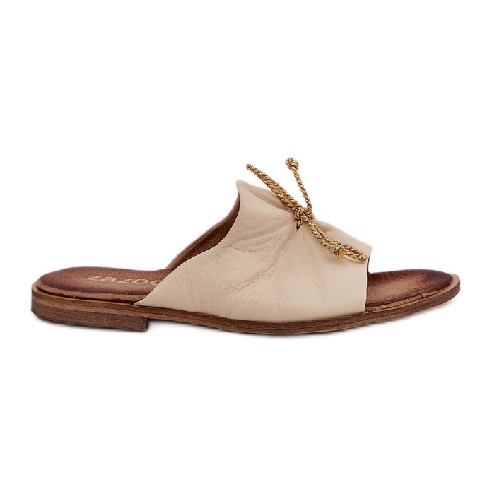 Zazoo 2659 kvinnors läderslipper beige
