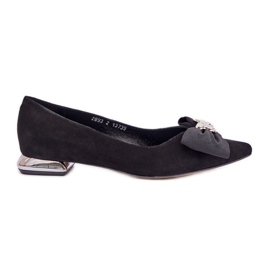Elegant mocka kvinnors ballerinas med Laura Messi 2893 Black Bow svart