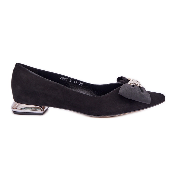 Elegant mocka kvinnors ballerinas med Laura Messi 2893 Black Bow svart