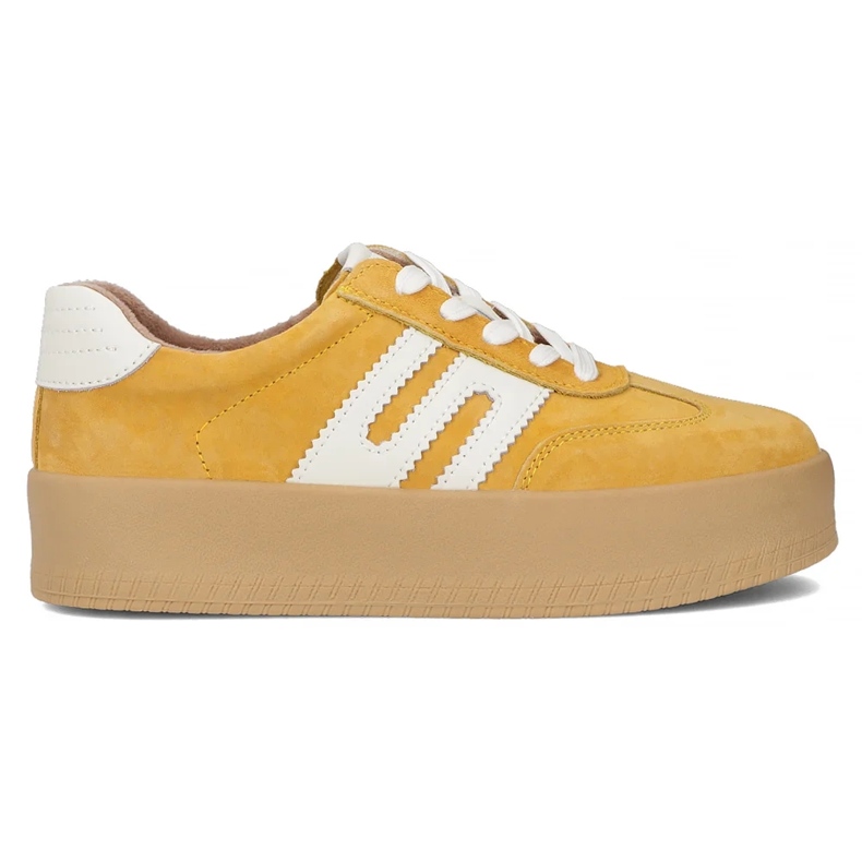 Läder sneakers filippo dp6994/25 żółty mocka gul