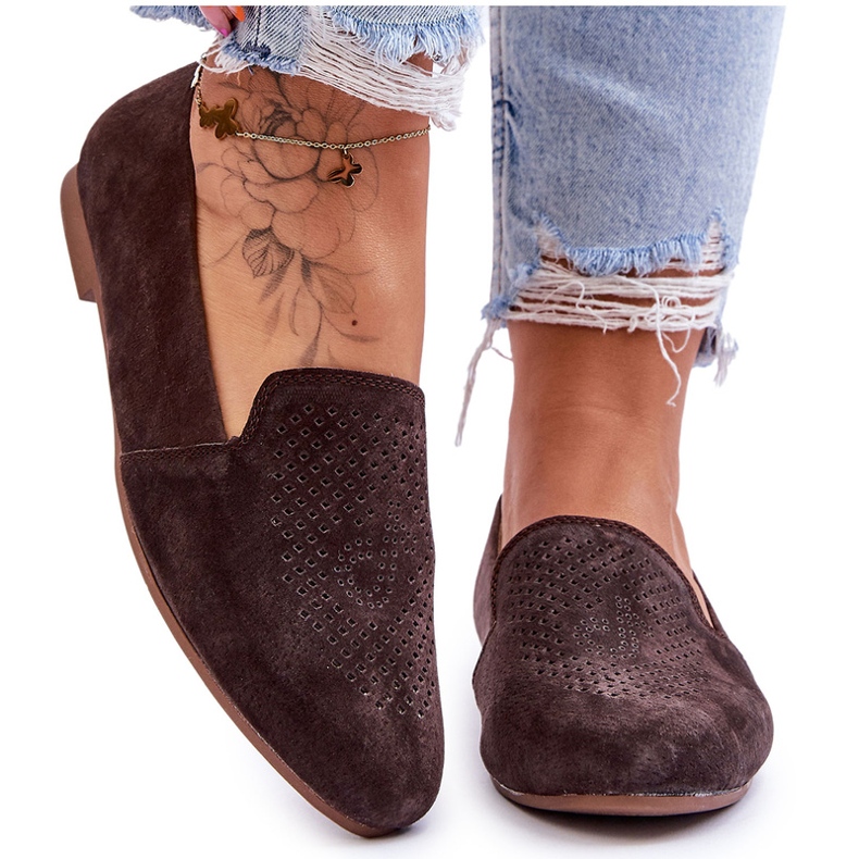 S.Barski Bekväma loafers i mocka Brun Giovana