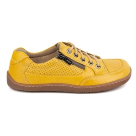 Barfota kvinnor minimalistiska läder sneakers olivier 770 perforerad gul