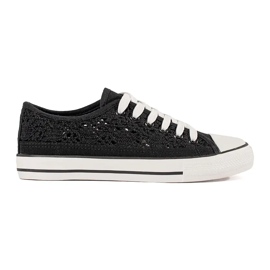 Svart OpenWork bundna sneakers