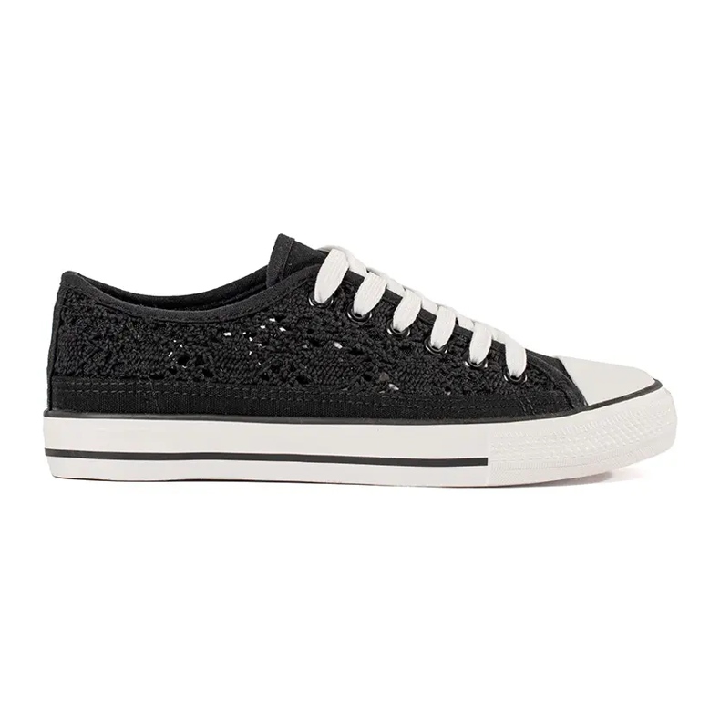 Svart OpenWork bundna sneakers