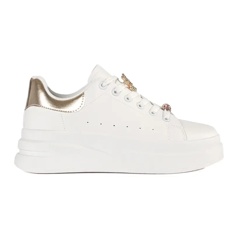 Vita sneakers på plattformen med PIN -kod