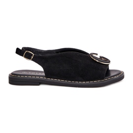 Platta sandaler med svart dekoration
