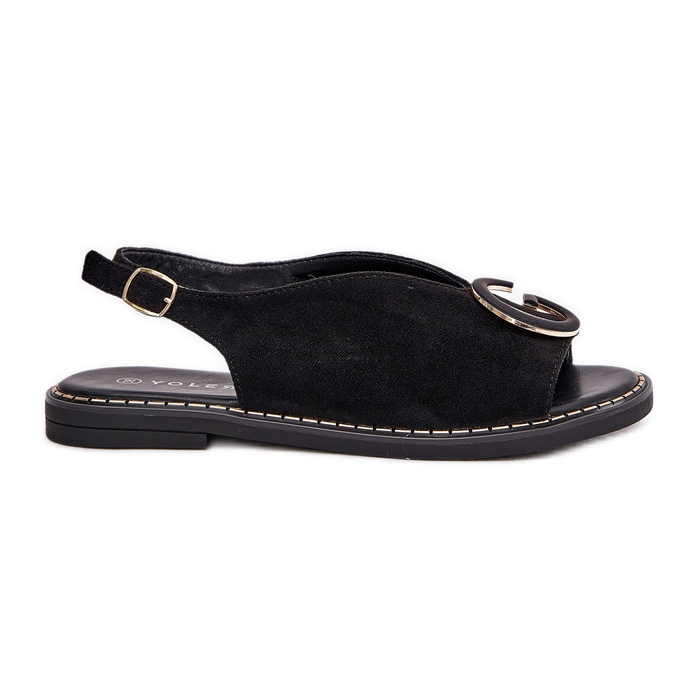 Platta sandaler med svart dekoration