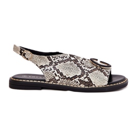 Platta sandaler med en ormdekoration Beige-Brown Mönster
