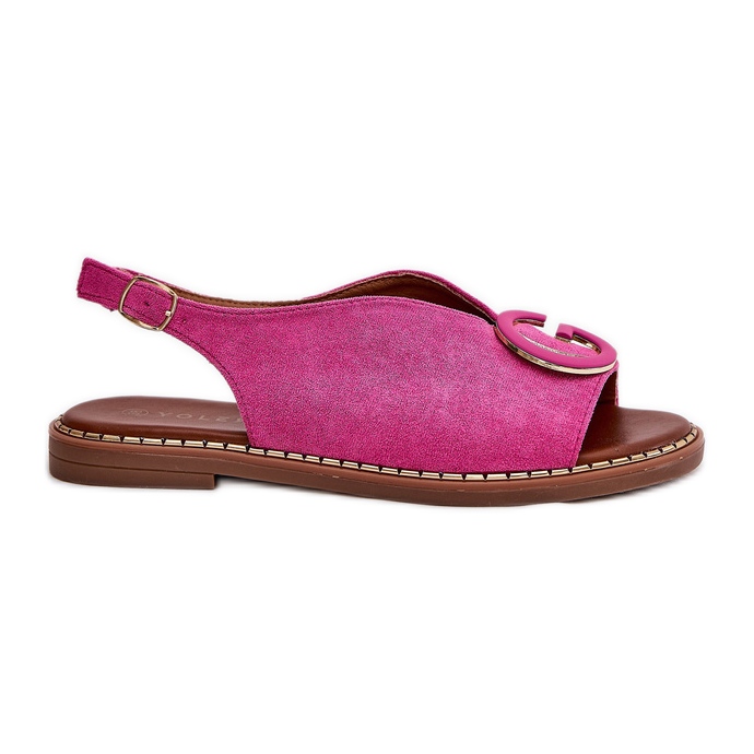 Platta sandaler med en rosa dekoration