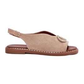 Kvinnors sandaler med platt -hane Eco Beige Ralisses