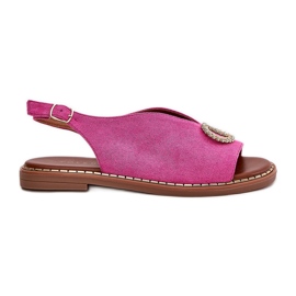 Kvinnors sandaler med platt -hane -eko -hane rosa