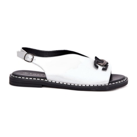 Flathelade sandaler med ett Eco Ornament Silver Leather