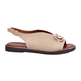 Flat -hanterade sandaler med en prydnad av ekoläder beige