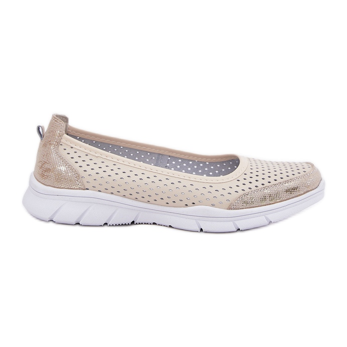 Läder openwork vinceza ballerinas 95323 beige