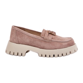 Kvinnors mocka mockasiner med stift björn Vinceza 79533 beige