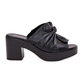 Jezzi Kvinnors flip flops på Eco Leather Post Black svart