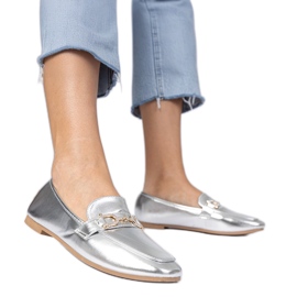 Silver eleganta loafers med zirkoner
