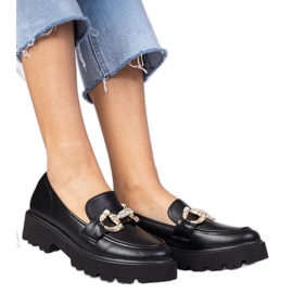 Svarta eleganta loafers med zirkoner