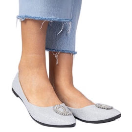Silver kvinnors glitter ballerinas med zirkoner
