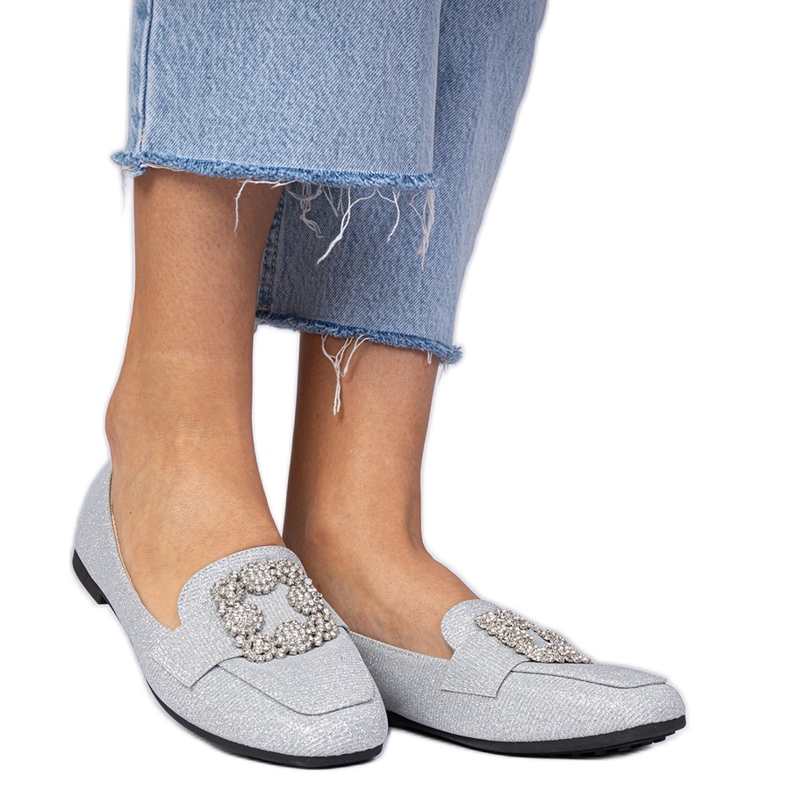 Silver Glitter Loafers med zirkoner silver-