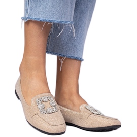 Champagne glitter loafers med zirkoner gyllene