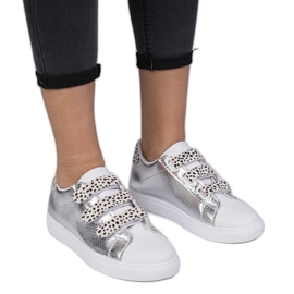 Silver sneakers med djurens kardborrfinish silver-
