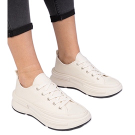 Beige kvinnors material sneakers
