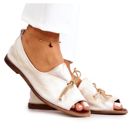 Kvinnors läderballerinas zazoo 2660/004 Vit och guld