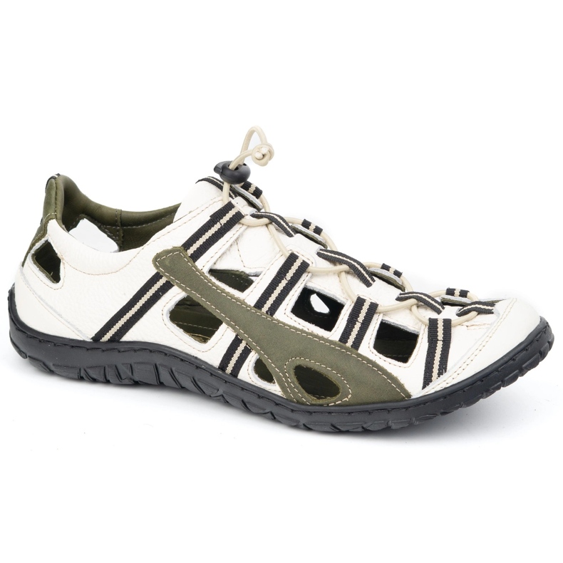 Olivier Herrläder läder cykelskor 262 kz vit med grönt