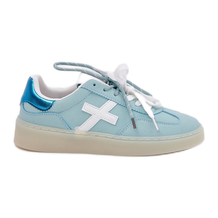 Låga kvinnors sportskor med mynta leopardtryck blå