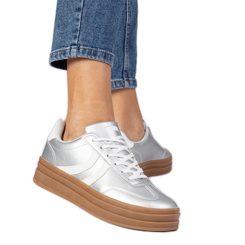 Silver Sneakers kvinnors sportsneakers på plattformen silver-