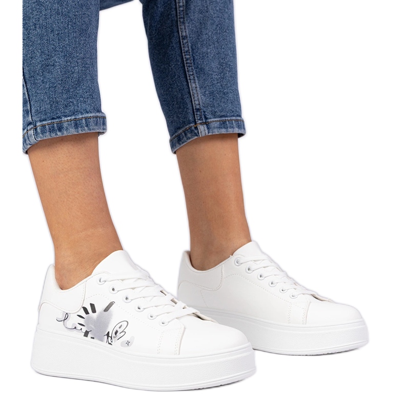 Vita sneakers kvinnors sport sneakers med tryck