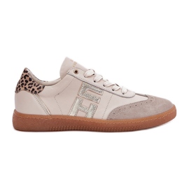 CheBello Lädersportskor sneakers kvinnors leopard chello 4640 beige